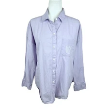 PINK Victoria's Secret Button Up Shirt Women Small Purple Long Sleeve Oversized
