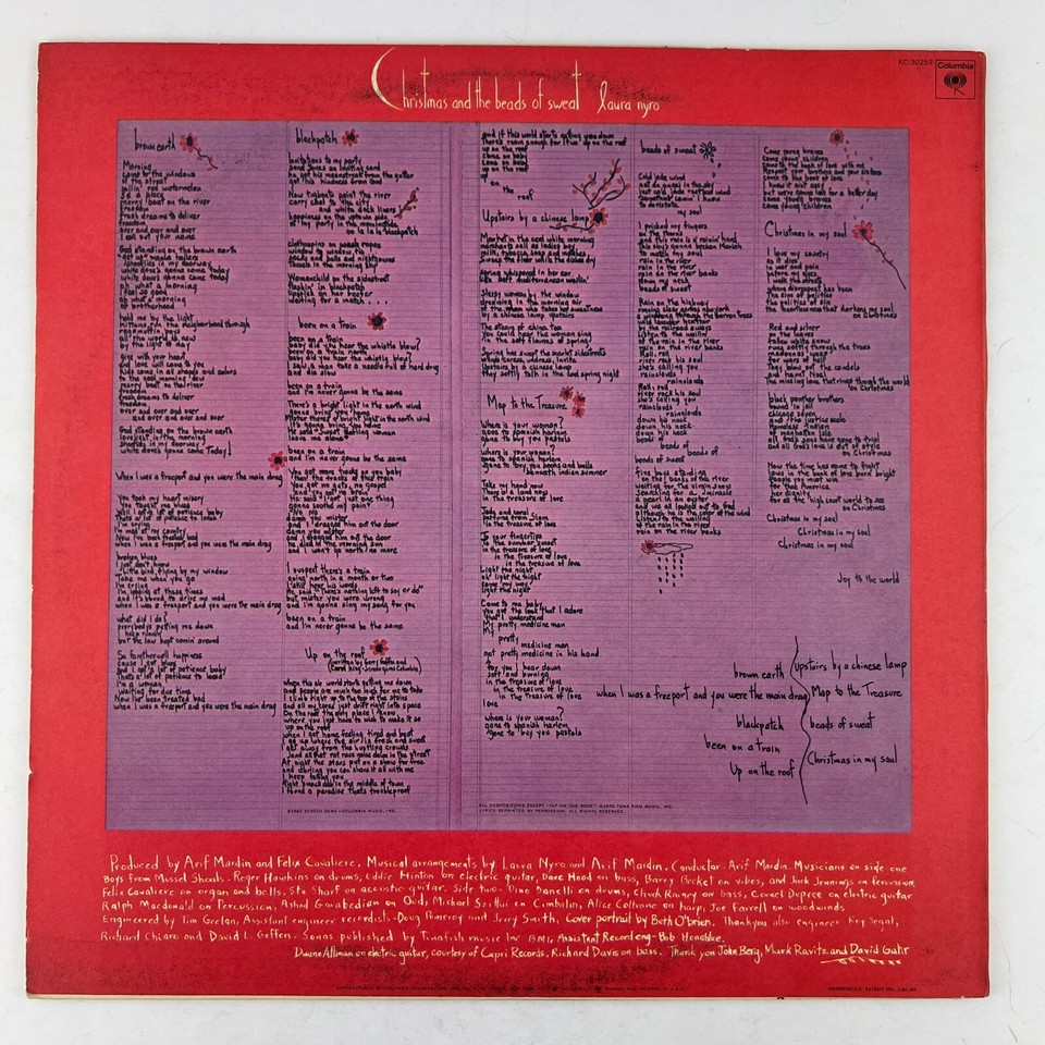 Laura Nyro Christmas And The Beads Of Sweat Vinyl LP Record Album KC30259 eBay