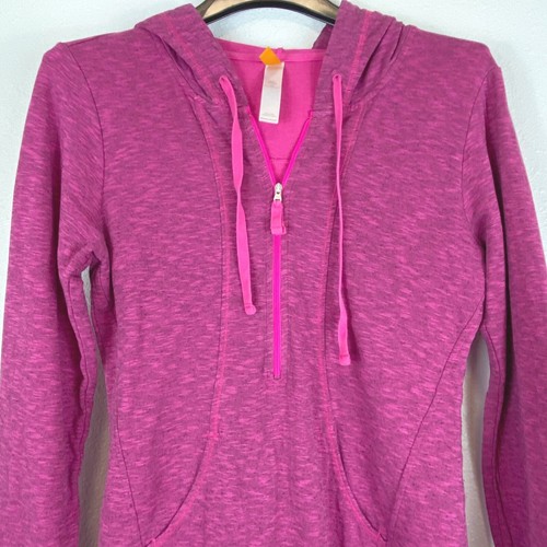 Lucy Women' Size SP 1/2 Zip Athletic Workout Pull-Over Hoodie Pink Black Hoodie - Picture 3 of 7