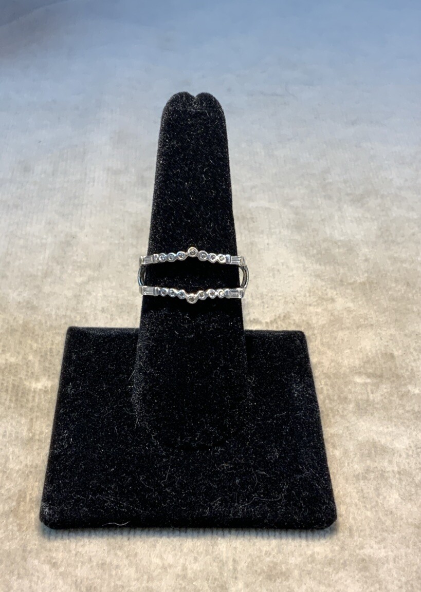 Sterling Silver Ring Jacket / Enhancer with CZ’s - image 1