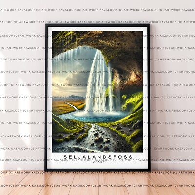 Seljalandsfoss Island ungerahmte Illustration Kunst Wasserfall Seljalandsfoss Druck