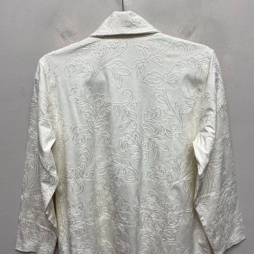 Soft Surroundings Women Ivory Pearl Floral Shape Drape Faux Suede Jacket PL $140 - Picture 4 of 7