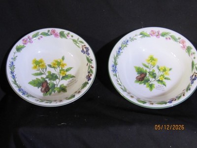 LOT of 2  Royal Worcester Herbs England  small bowl 6 3/8  Black Mustard 2'' deep