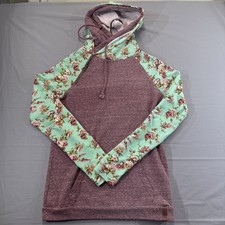 Ampersand Ave Double Hooded Sweatshirt Floral Maroon Size medium