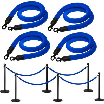 Blue Velvet Rope Crowd Control Hanging Stanchion For Safe Ceremonies 5' 4PC