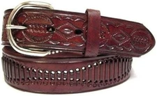 Brown Solid Genuine Leather Belts Men Dress Belts Mens Western Braided Buckle