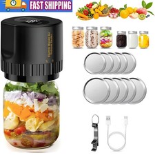 Electric Mason Jar Vacuum Sealer Kit for Wide & Regular Mason Genie Jar Black US