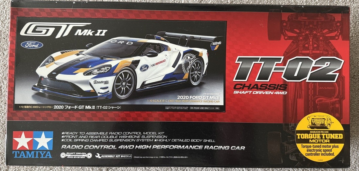 Kit Voiture RC Tamiya 1:10 Ford GT Mk II TT-02 - Réf 58689, Neuf Sous Boîte, Idéal Pour Montage Et Course