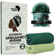 African Net Sponge 2 Pack Exfoliating Loofah Bath Scrubber for Body Face Bl...