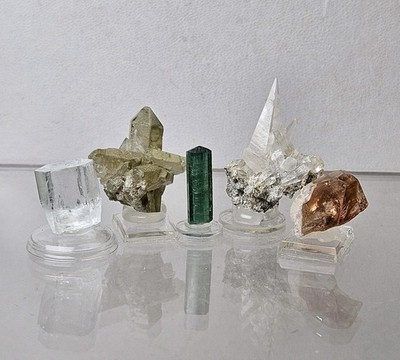 Thumbnail Specimen Lot Aquamarine Tourmaline Topaz Calcite Chlorine Quartz 