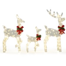 3-Piece Christmas Lighted Reindeer Family Set, Pre-Lit Deer,Deer Family Scene