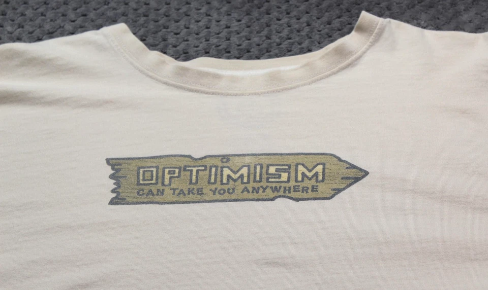 Life Is Good Shirt Mens XL Beige Long Sleeve Optimism Graphic Crewneck Cotton - Image 2 of 4