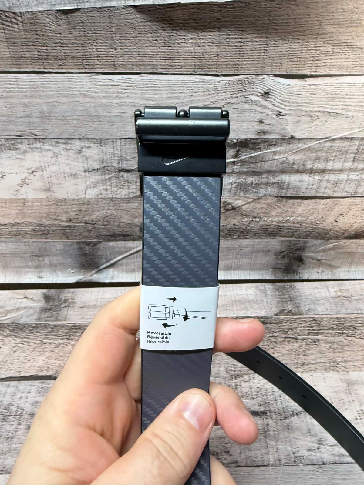 Nike Carbon Fiber Textured Reversible Belt Black Size 36 thumbnail 7