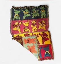 Vintage 90s Grateful Dead Vintage Blanket Tapestry Dancing Bears Trippy 72”x50”