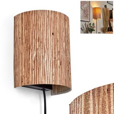 HOFSTEIN Iseo Lampa ścienna Metalowa / trawa morska w kolorze czarnym / naturalnym nowoczesnym