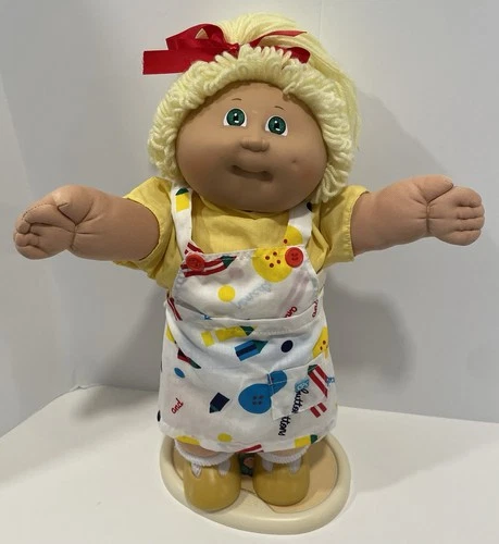 1985 Cabbage Patch Kids 16” Girl Doll Lemon Blonde, Green Eyes, HM3, Outfit