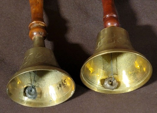 2 Vintage Brass Bells 7" India - Picture 10 of 16