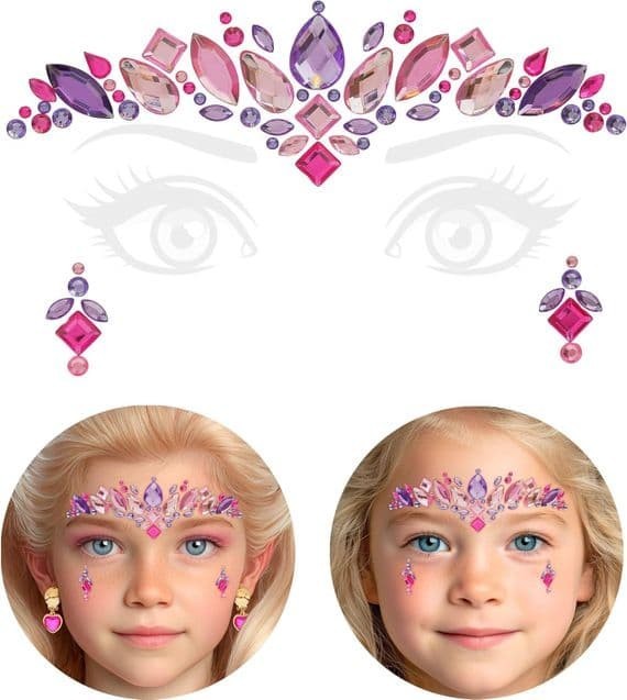 Childrens Princess Face Jewels Stickers Fancy Dress