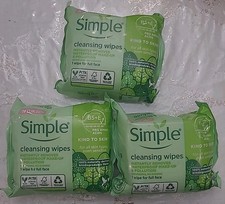 Pack of 3x Simple Kind to Skin Facial Cleansing Wipes for All Skin Types, 25 Ct