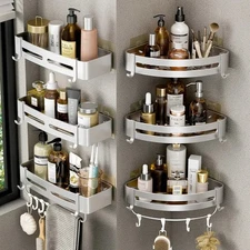 Corner Shower Storage Rack Wall Mount No Drill Bathroom Shelf Organizer