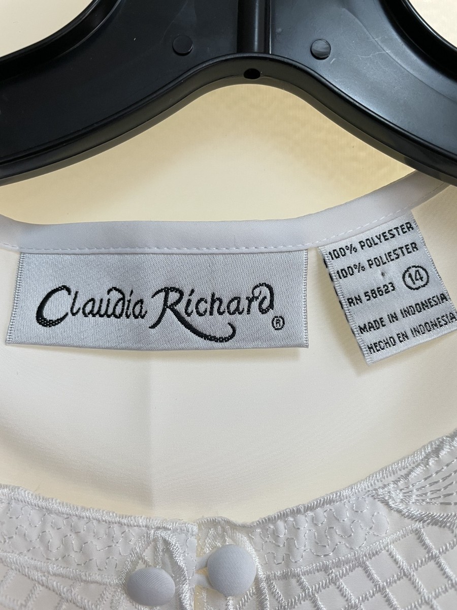 Claudia Richard White Vintage Lace Button Front Blouse Size 14 | eBay