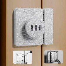 Closet Door Lock Bifold 3-Digit Keyless Combination Cabinet Anti-Pry White
