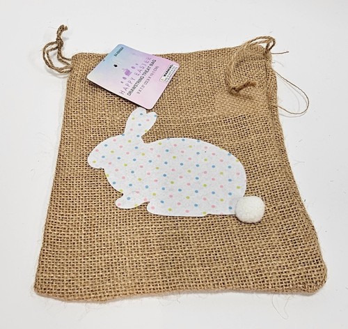 Lot Of 10 New Happy Easter Drawstring Burlap Treat Bags 7"x9" - Picture 4 of 13