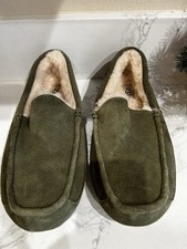 UGG NEW Ascot Wool Suede Lined Moc Slippers 1101110- Olive Suede- Men US 10