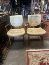 Pair of Vintage Mid Century 1960 Teak Dining Chairs Retro Danish Style Scandi