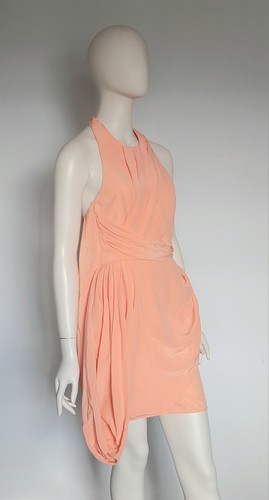 Zimmermann Size 0 Aus 6 Soft Apricot Orange Silk Sleeveless Draped Sheath Dress - Picture 3 of 11