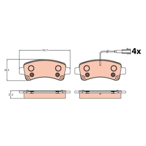 Kit plaquettes de frein à disque TRW GDB2106 pour berline et utilitaire Citroën Fiat