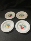 Vintage Westmoreland Beaded Edge Milk Glass Plates With Hand Painted Fruit