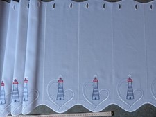 Scheibengardine mit Leuchtturm rot blau 145x54cm hoch