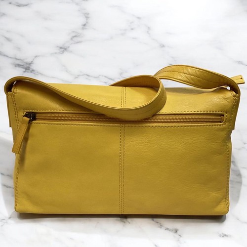 Issey Miyake Shoulder Bag Yellow Genuine Leather Crossbody Adjustable Used - Picture 16 of 24