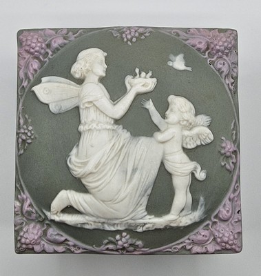 Schafer & Vater Green Jasperware Trinket Dresser Box with Fairy &  Puti/Cherub | eBay