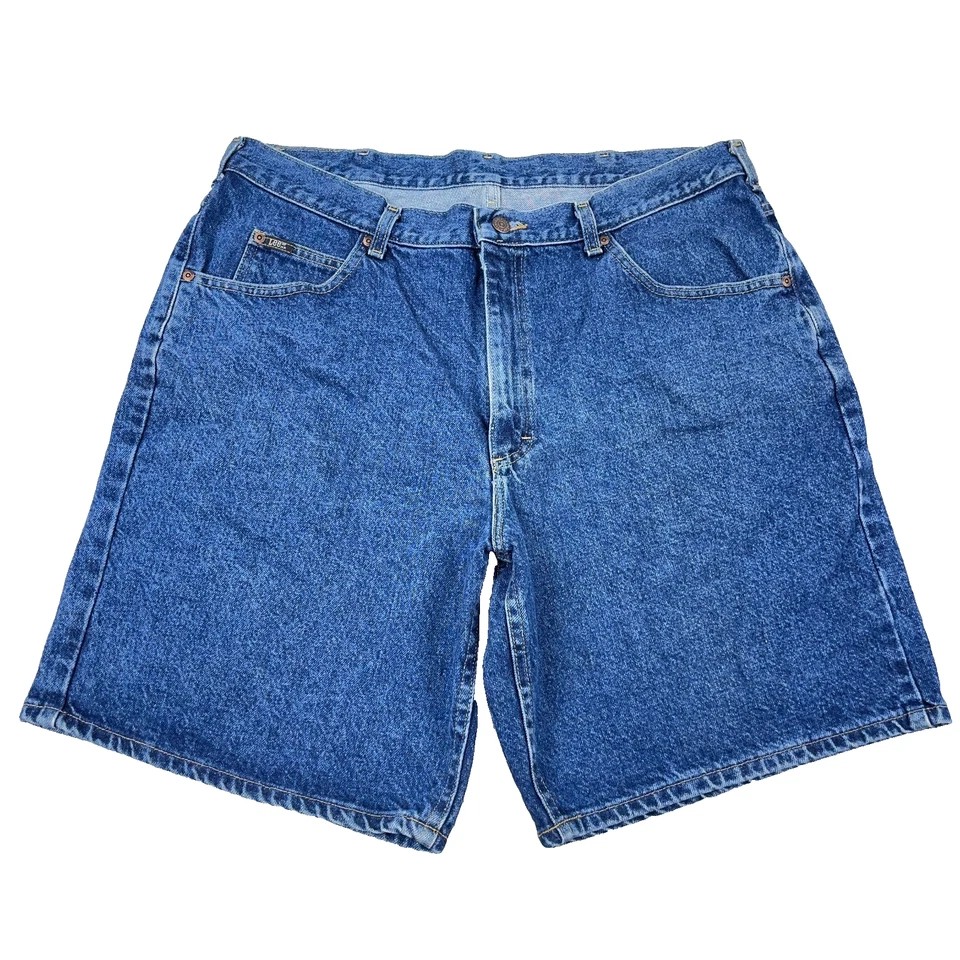 Pantalones Cortos Lee De Colección Hombres 40 Relajados Calce Suelto Azul Jean Pantalones Cortos Sueltos Años 90 Y2K Foto 2 de 4
