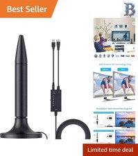 Portable Amplified HDTV Antenna, 10FT , 82 Free Channels, 4K Quality