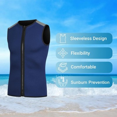 3 Mm Neopren-Thermoweste Mit Reißverschluss Zum Schwimmen Marineblaue XL G7V1
