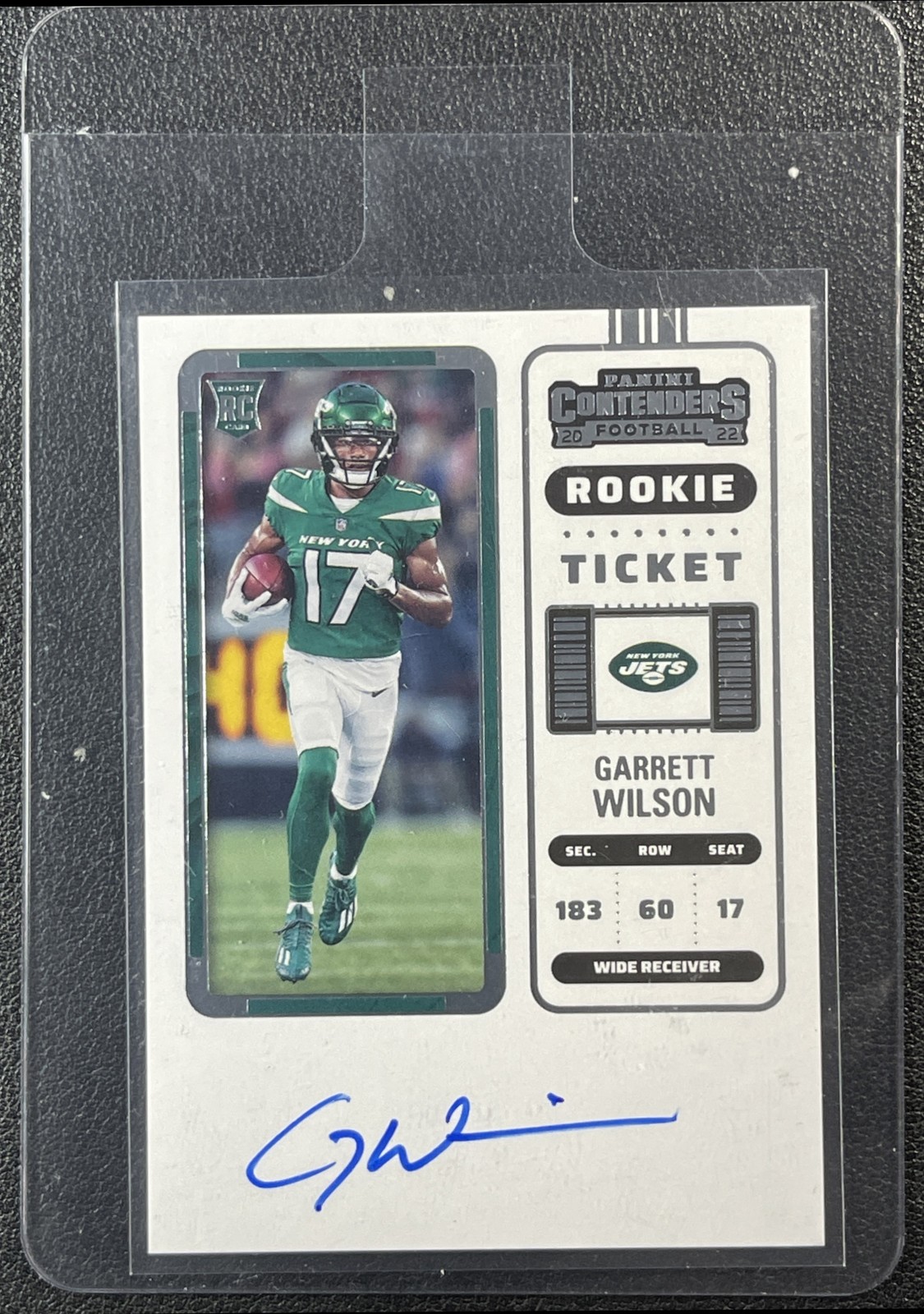 GARRETT WILSON 2022 PANINI CONTENDERS #117 ROOKIE TICKET AUTO RC JETS