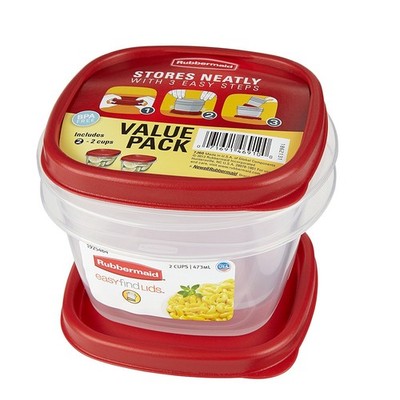 Rubbermaid Easy Find Lids Food Storage Containers, 2 Cup, Racer 2 Red 