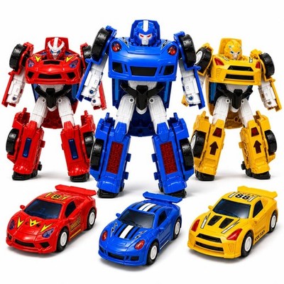 3 Pack Transforming Robot Car Toys for Kids Ages 3-8, 2-in-1 Mini Robots that...