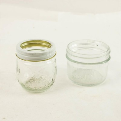 Lot of 2 Small Mason Jars for Jelly Jam Storage Crafts No Lids Ring Included