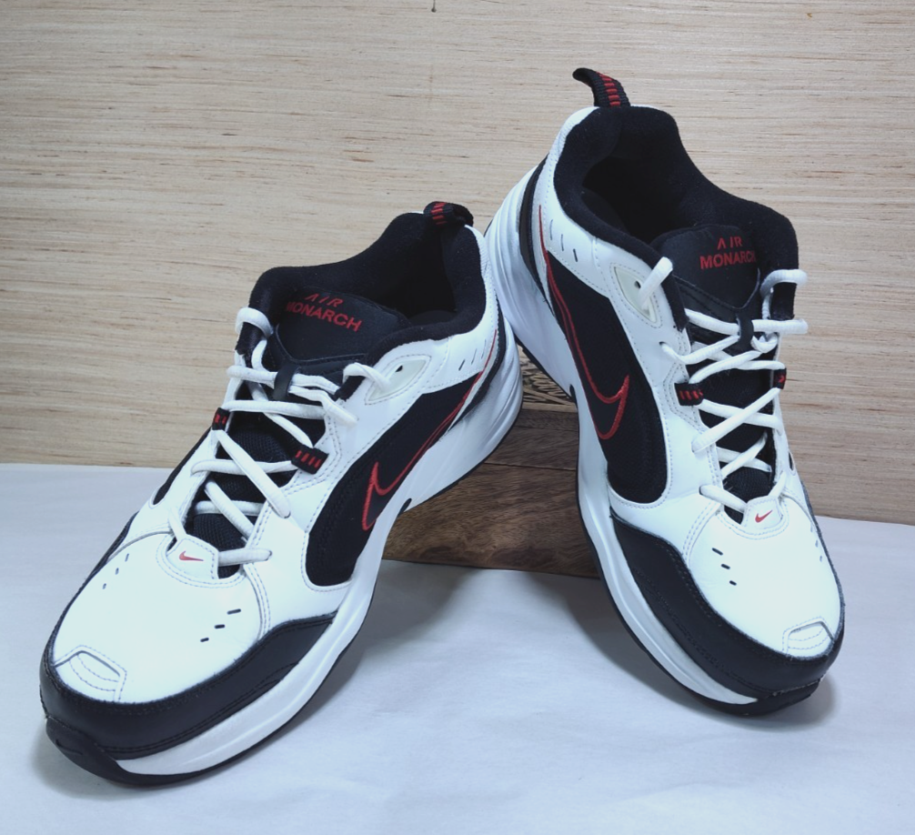 SAOLA Scarpe da basket Nike Air Monarch IV da uomo bianche rosse nere da passeggio taglia 10 W