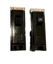 Lot Of 2 CUTLER-HAMMER WESTINGHOUSE CIRCUIT BREAKER 20A 1 POLE TYPE BA 120/240V