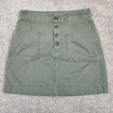 GAP Khaki Green Utility A-Line Skirt Women's Size 6 Button Front Pockets Cotton