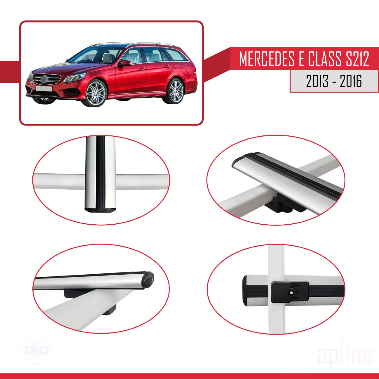 Barre de toit Mercedes E Class S212 2013-2016 gris aluminium profilé Basic 120cm