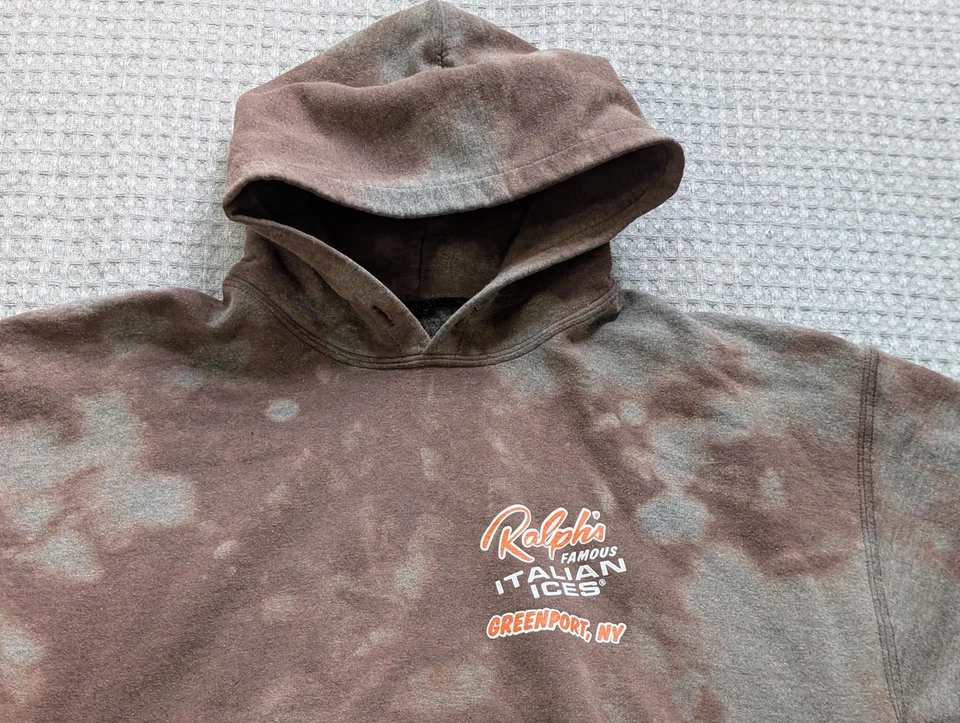 Ralph's Italian Ices Hoodie Mens Large Pullover Greenport NY Bleach Dyed - Image 3 of 4