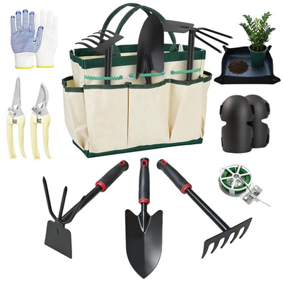 #ad 10 Pcs Gardening Tool Set Heavy Duty Garden Kit with Stainless Steel Prunin... $35.03