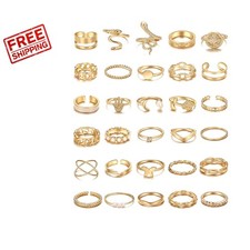 Fashion Forward 30 Pcs Gold Knuckle Rings Set for Women - Unique Stacking Styles