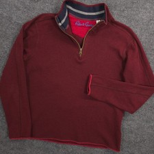 Robert Graham 1/4 Zip Sweater Mens M Maroon Classic Fit Pullover Preppy Casual